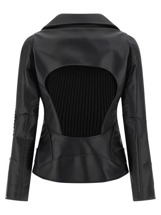  와타나베 준야 가죽 자켓 준야 와타나베 니트 인서트 재킷 블랙 - JUNYA WATANABE