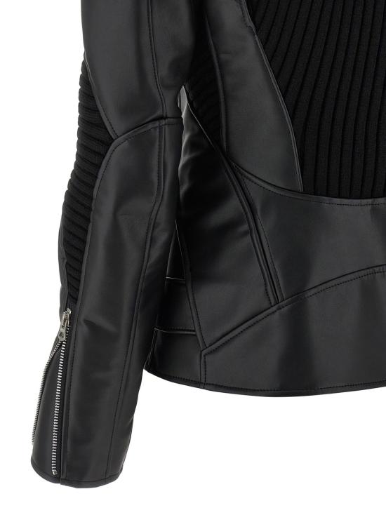  와타나베 준야 가죽 자켓 준야 와타나베 니트 인서트 재킷 블랙 - JUNYA WATANABE