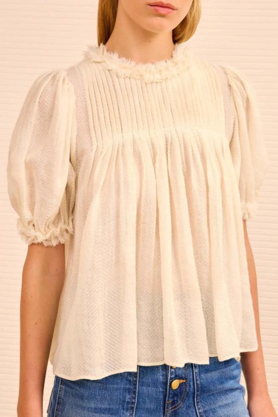  울라 존슨 블라우스 Ulla Johnson Karlyn 퍼프 슬리브 탑 Cowrie - ULLA JOHNSON