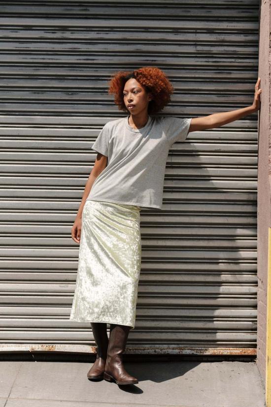  카린 미디 스커트 칼린 벨벳 스커트 - CARLEEN