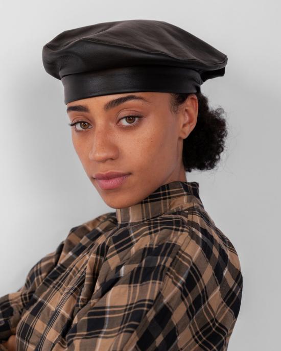  클라이드 모자 양가죽 베레모 블랙