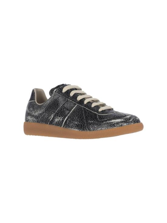  마르지엘라 스니커즈 메종  크랙 가죽 로우탑  블랙 - MAISON MARGIELA