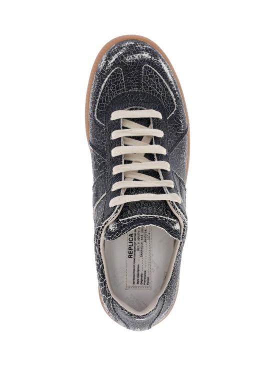  마르지엘라 스니커즈 메종  크랙 가죽 로우탑  블랙 - MAISON MARGIELA