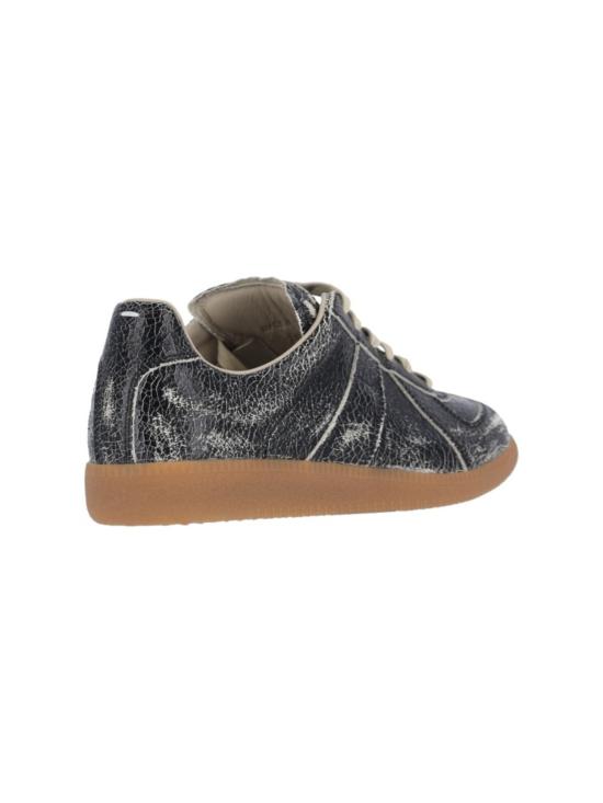  마르지엘라 스니커즈 메종  크랙 가죽 로우탑  블랙 - MAISON MARGIELA