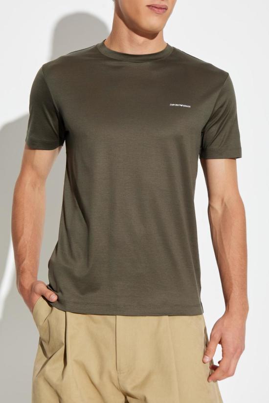  엠포리오 아르마니 반팔 티셔츠 로고 프린트 티셔츠 (녹색) - EMPORIO ARMANI