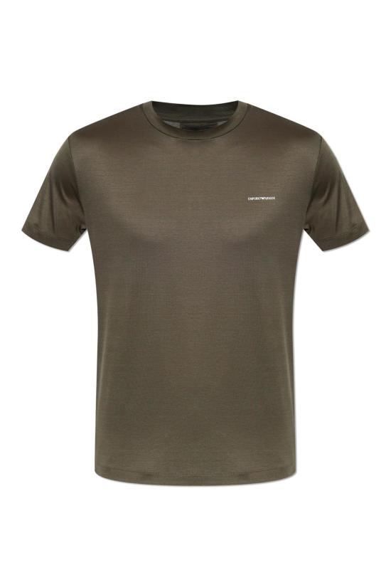  엠포리오 아르마니 반팔 티셔츠 로고 프린트 티셔츠 (녹색)