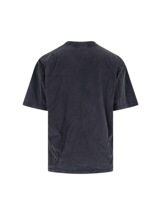  발렌시아가 반팔 티셔츠 BB 아이콘 스텐실 티셔츠, 워싱 처리된 블랙 - BALENCIAGA