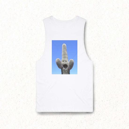  피닉스 제너럴 민소매 티셔츠 해피 캑터스 머슬 탱크 화이트