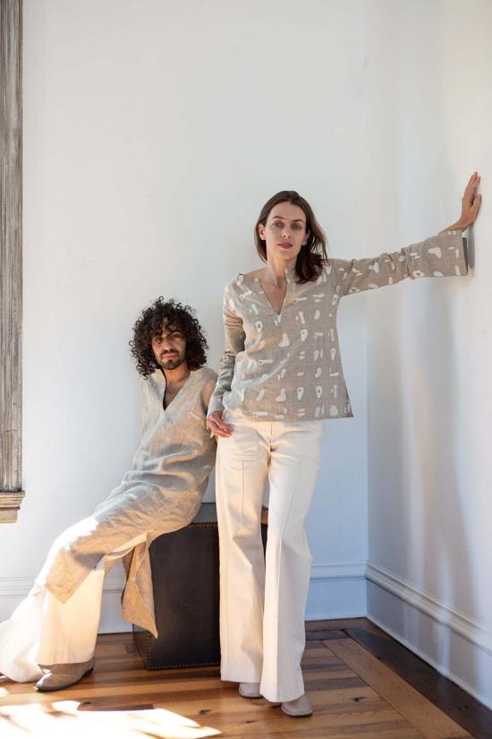  Erica Tanov 블라우스 에리카 타노프 디에고 린넨 탑 내추럴 솔리드 자수 - OTHER BRANDS