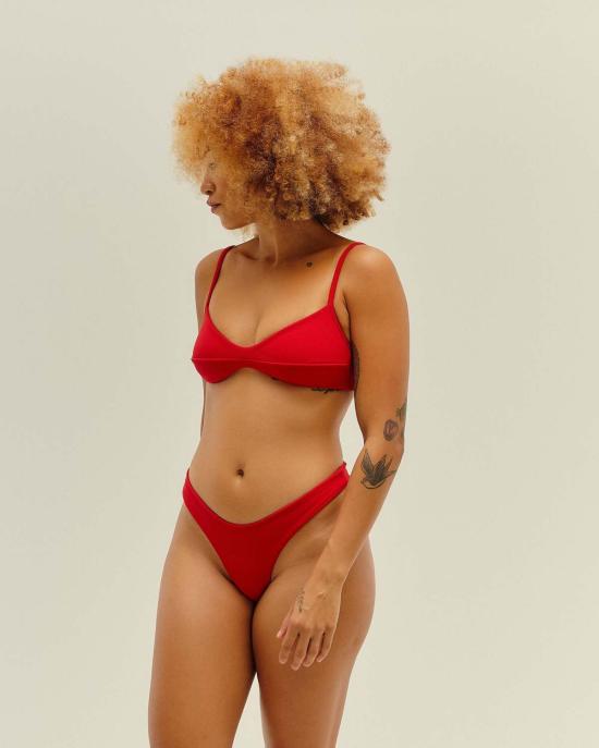  하이트 비키니 수영복 헤이트 모니카 크레이프 비키니 탑 레드 - HAIGHT