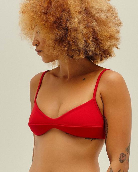 하이트 비키니 수영복 헤이트 모니카 크레이프 비키니 탑 레드 - HAIGHT