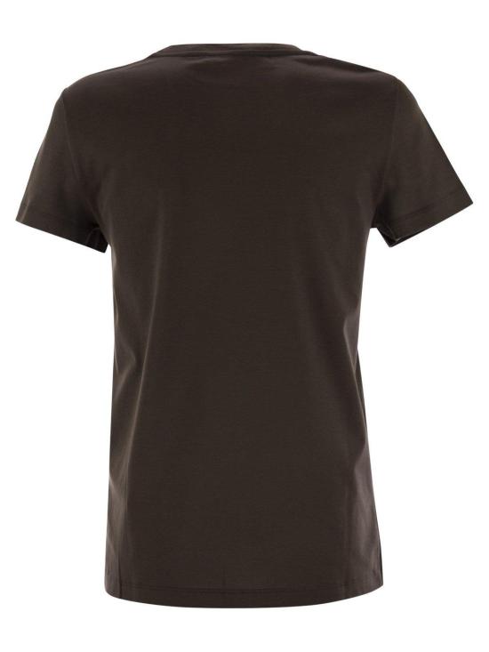  막스마라 반팔 티셔츠 막스 마라 지오반 로고 자수 크루넥 티셔츠 카페 리카모 - MAX MARA