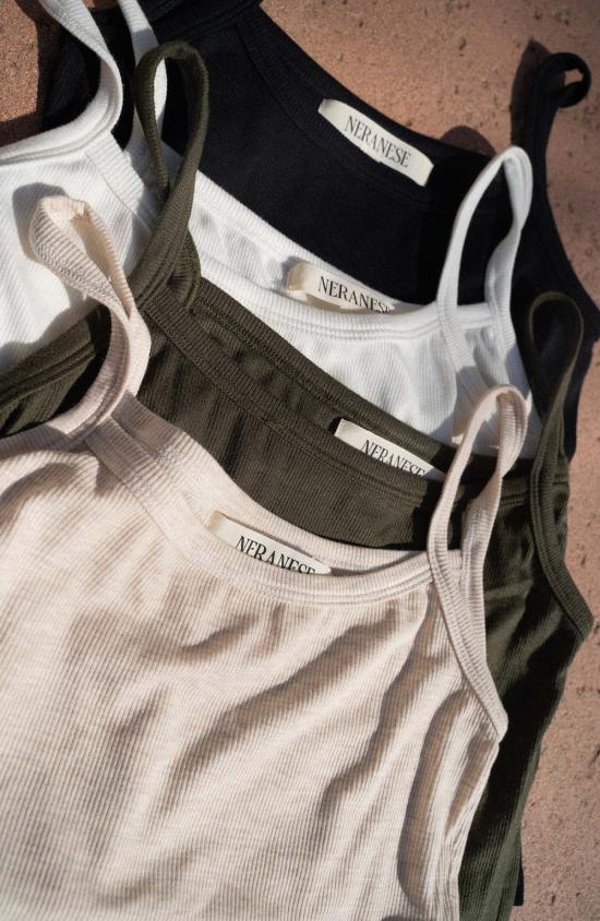  네라네제 민소매 티셔츠 네라네즈 솔레이 업사이클링 립 탱크 샌드 헤더 - NERANESE