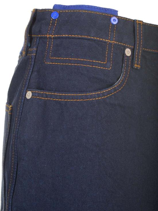  버버리 데님 스커트 일본식 앞트임 데님 미디 스커트 블루 - BURBERRY