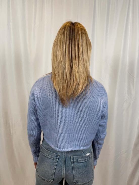  사블린 가디건 비앙코 크롭 브이넥 - SABLYN