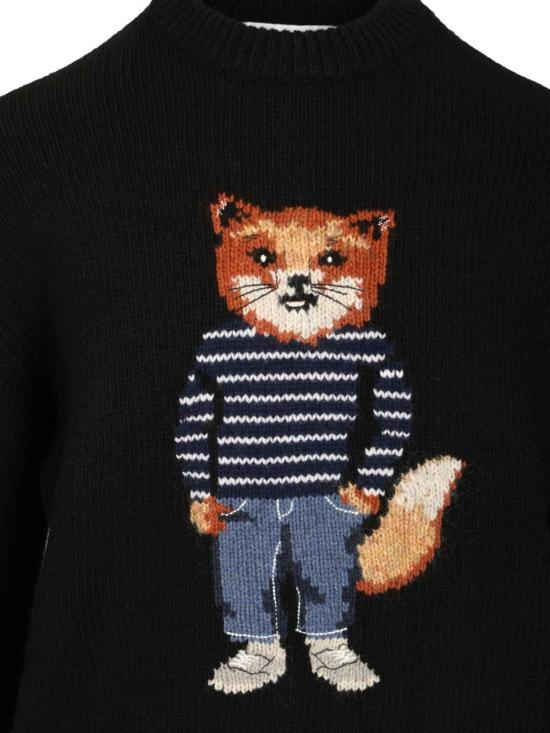  메종키츠네 스웨터 메종 키츠네 메리노 울  블랙 - MAISON KITSUNE