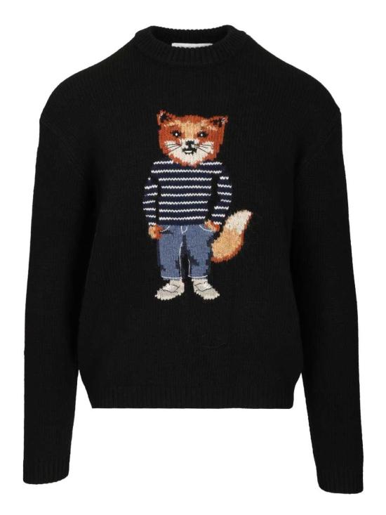  메종키츠네 스웨터 메종 키츠네 메리노 울  블랙