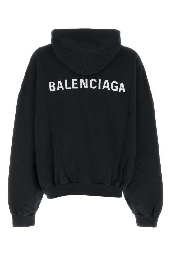  발렌시아가 스웨터 코튼 스웨트셔츠, 워시드 블랙/화이트 - BALENCIAGA