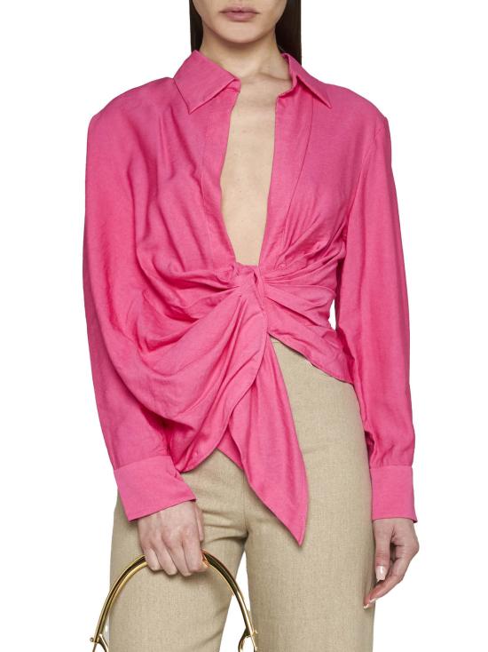  자크뮈스 블라우스 라 셰미즈 바히아 드레이프 셔츠 핑크 - JACQUEMUS