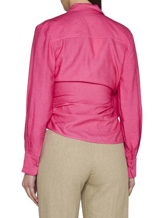  자크뮈스 블라우스 라 셰미즈 바히아 드레이프 셔츠 핑크 - JACQUEMUS