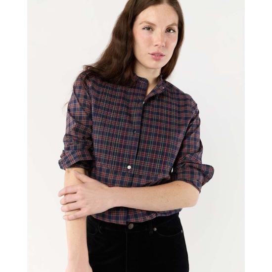  매쉬번 셔츠 해티 셔츠 네이비/레드 스튜어트 타탄 포플린 - MASHBURN