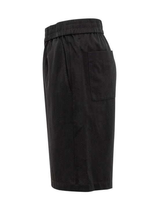  아미 숏팬츠 알렉상드르 마티우시 로고 블랙 코튼 버뮤다 쇼츠 - AMI