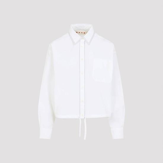  마르니 셔츠 코튼 셔츠 릴리 화이트 - MARNI