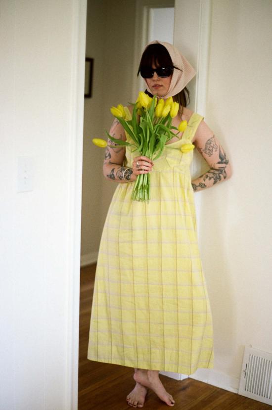  마리아 스탠리 롱 원피스 Maria Stanley Henretta 드레스 시트론 체크 무늬 - MARIA STANLEY