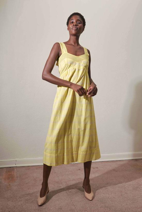  마리아 스탠리 롱 원피스 Maria Stanley Henretta 드레스 시트론 체크 무늬