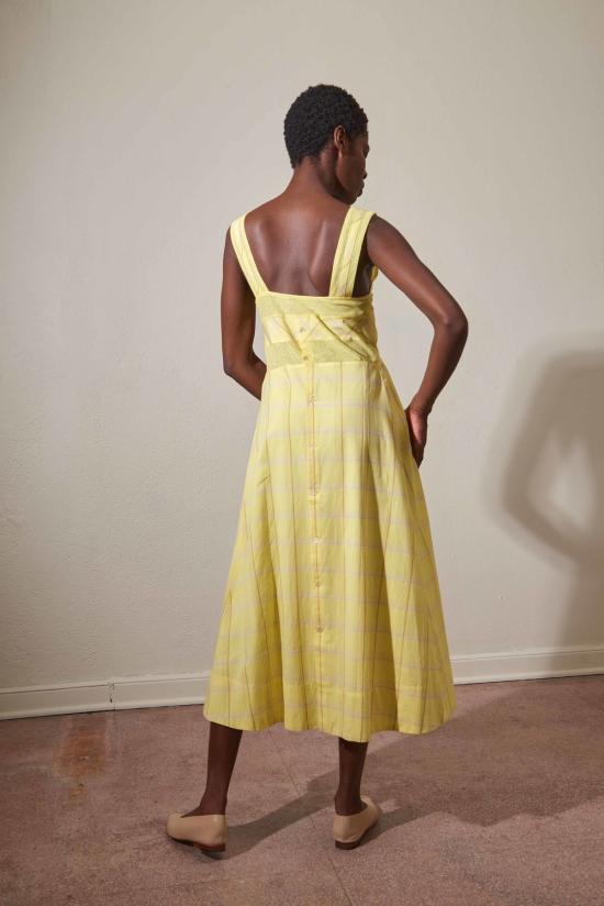  마리아 스탠리 롱 원피스 Maria Stanley Henretta 드레스 시트론 체크 무늬 - MARIA STANLEY