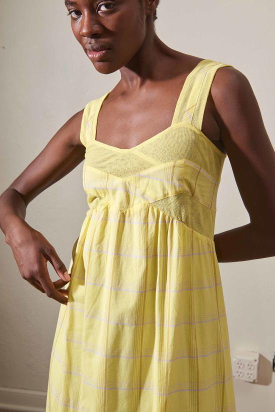  마리아 스탠리 롱 원피스 Maria Stanley Henretta 드레스 시트론 체크 무늬 - MARIA STANLEY