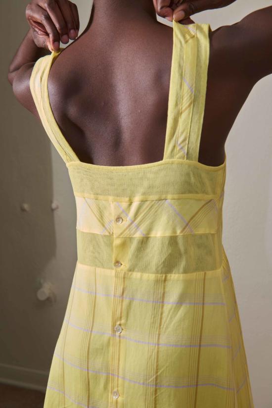  마리아 스탠리 롱 원피스 Maria Stanley Henretta 드레스 시트론 체크 무늬 - MARIA STANLEY