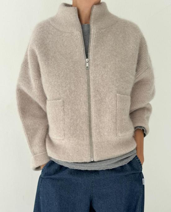  르 본 숍 자켓 Le Bon Shoppe 알파카 지퍼 프론트 재킷 - Le Bon Shoppe