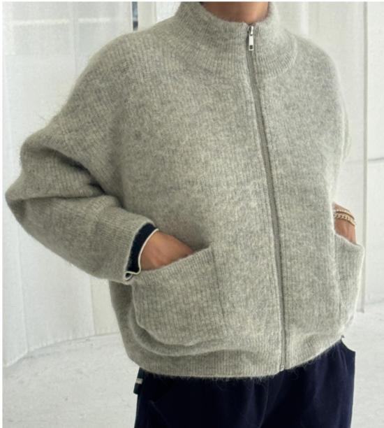  르 본 숍 자켓 Le Bon Shoppe 알파카 지퍼 프론트 재킷