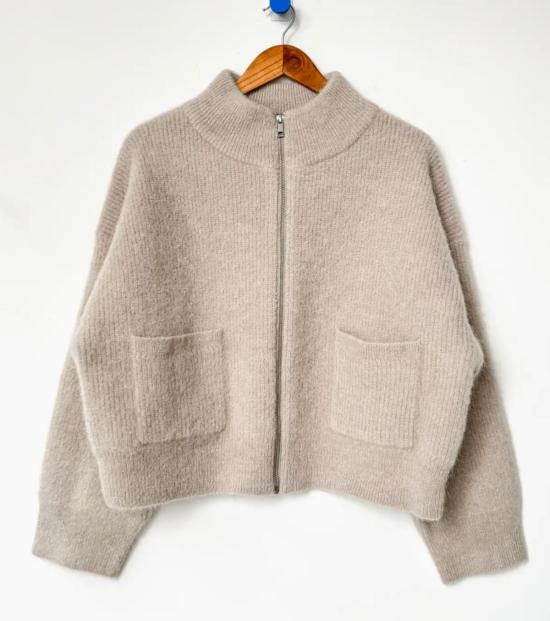  르 본 숍 자켓 Le Bon Shoppe 알파카 지퍼 프론트 재킷 - Le Bon Shoppe