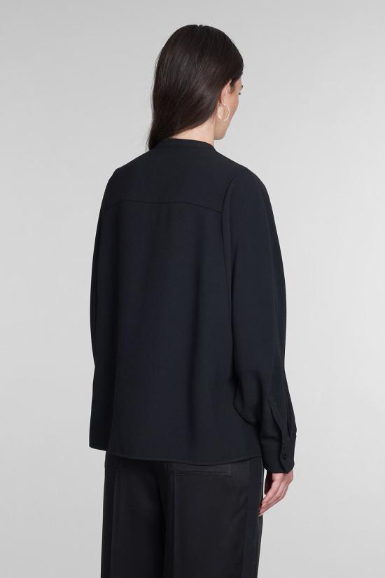  질샌더 긴팔 티셔츠 질 샌더 비스코스 블렌드 셔츠 블랙 - JIL SANDER
