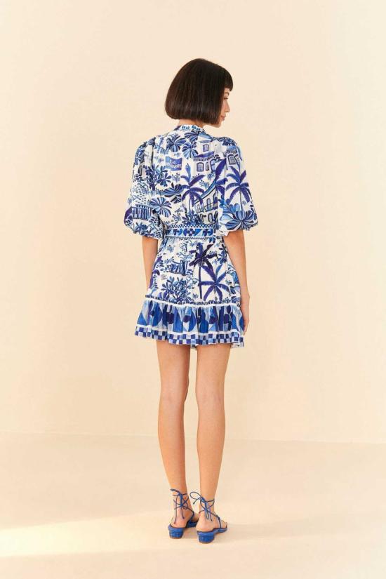  EVOLUXXY 숏 원피스 에볼럭시 스위트 리오 퍼프 슬리브 미니 드레스 블루 멀티 - OTHER BRANDS