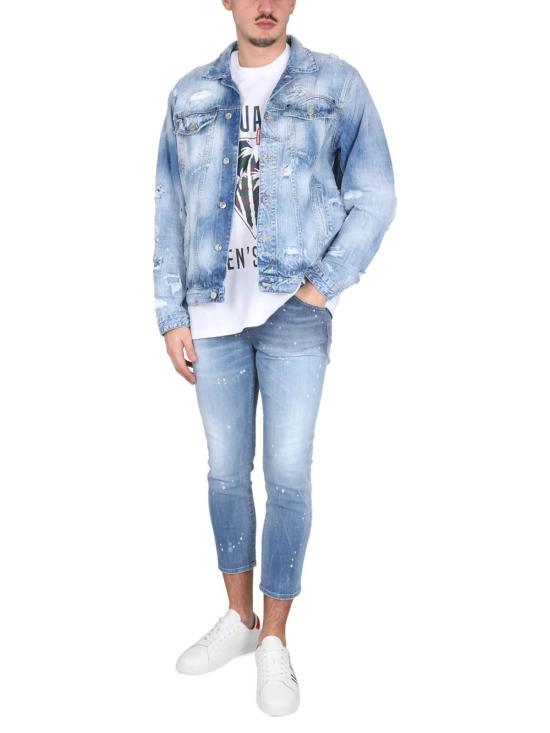  디스퀘어드2 반팔 티셔츠 Dsquared2 카텐스 비치 티셔츠 화이트 - DSQUARED2