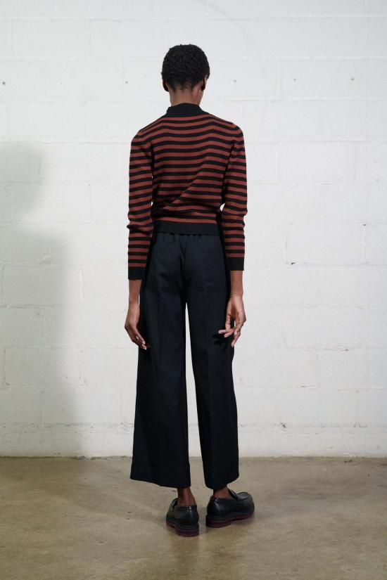  마리아 스탠리 터틀넥 제인 오가닉 립드  카카오 스트라이프 - MARIA STANLEY