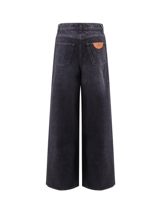  끌로에 데님 팬츠 아이코닉 가죽 로고 태그 진 오닉스블랙 - CHLOE