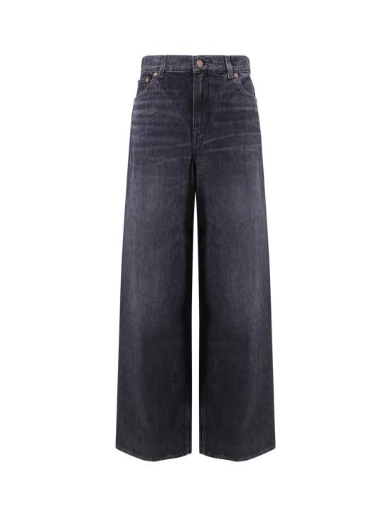  끌로에 데님 팬츠 아이코닉 가죽 로고 태그 진 오닉스블랙