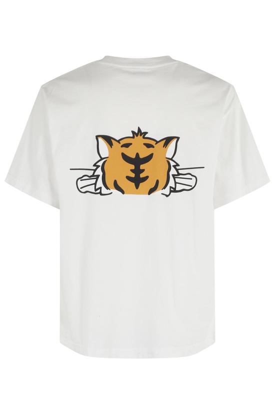  겐조 탑 해피 타이거 오버사이즈 티셔츠 오프 화이트 - KENZO
