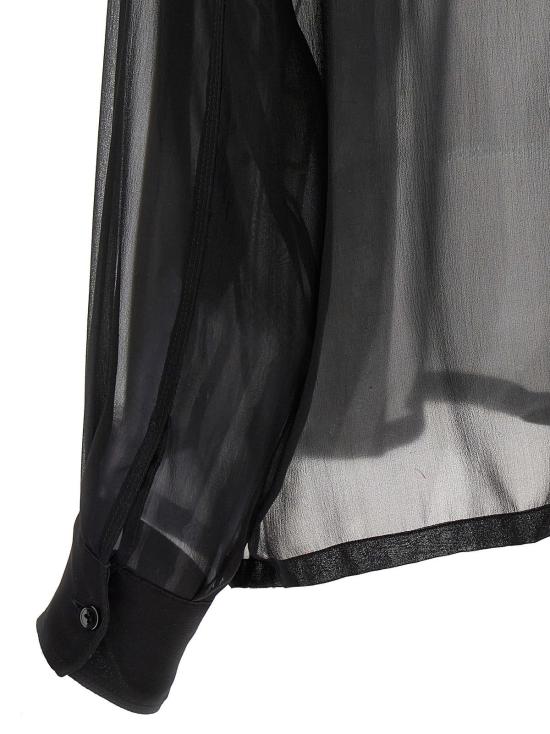  생로랑 블라우스 머슬린 실크 셔츠 블랙 - SAINT LAURENT