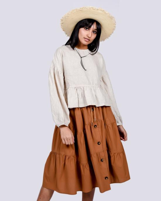  LF 마키 블라우스 L.F.Markey Dallo 린넨 탑 오트밀