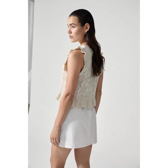  델룩 민소매 티셔츠 제노아 니트 탑 - DELUC