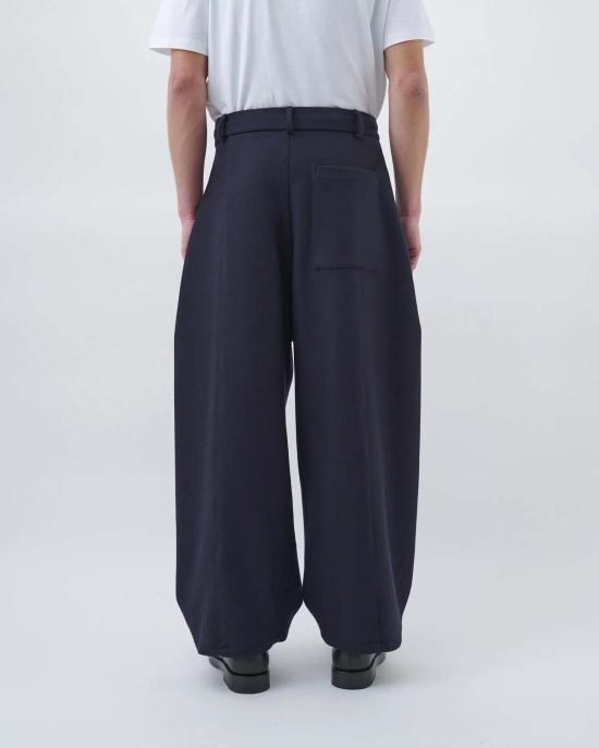  세이지 네이션 스트레이트 팬츠 박스 플리츠 팬츠 다크 네이비 - SAGE NATION