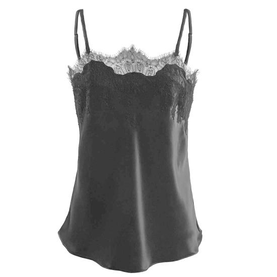 Krystell Barraza 캐미솔 크리스텔 바라자 오닉스 실크  블랙