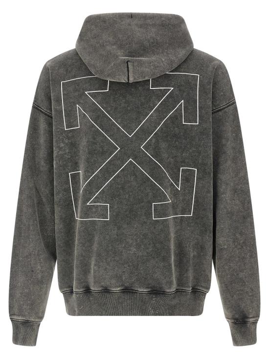  오프화이트 긴팔 티셔츠 아웃라인 애로우 스케이트 후디 그레이 - OFF WHITE