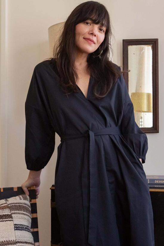  에리카 타노브 미디 원피스 에리카 타노프 티넌 코튼 드레스 블랙 - ERICA TANOV