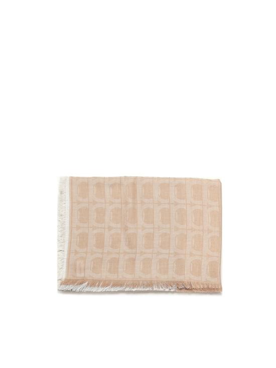  살바토레 페라가모 머플러/스카프 페라가모 간치니 모노그램 자카드 스톨 베이지